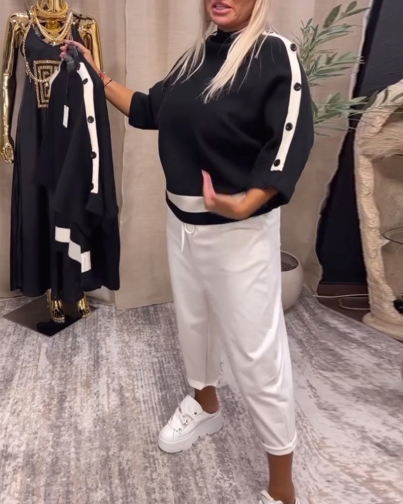 Stylische Pullover Farbblock Muster - IdealeKleiden