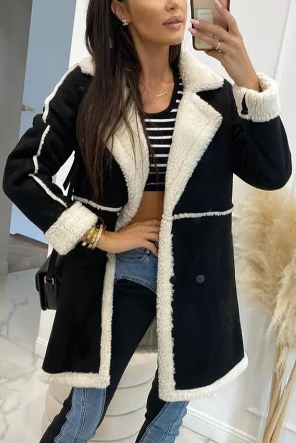Lambswool jacket patchwork casual look