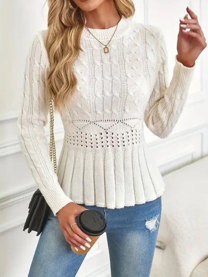 Comfortable Chunky Knit Round Neck Sweater Women's Fashion
