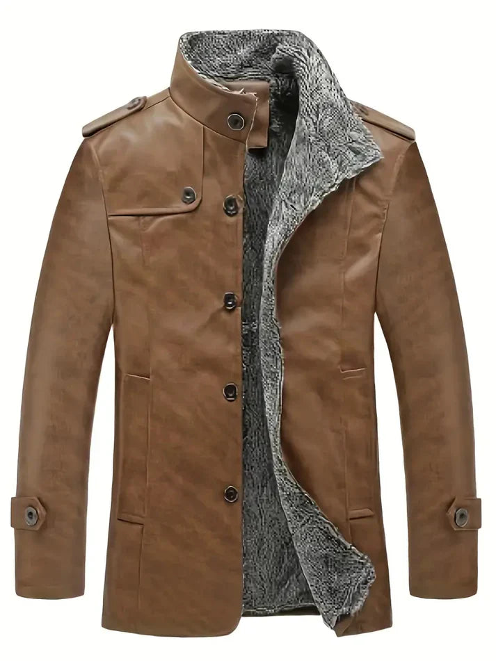 Herren Lederjacke Warm Fleece Innenfutter - IdealeKleiden