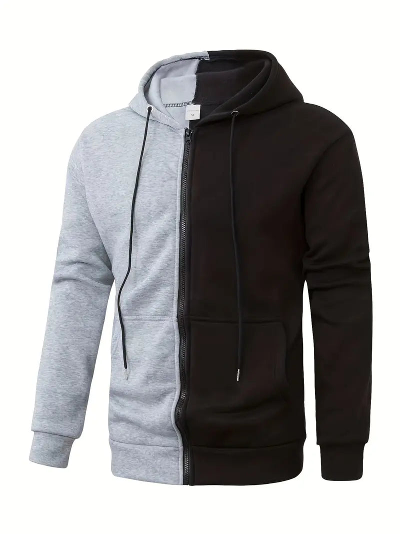 Two-Tone Hoodie Zipper Modern