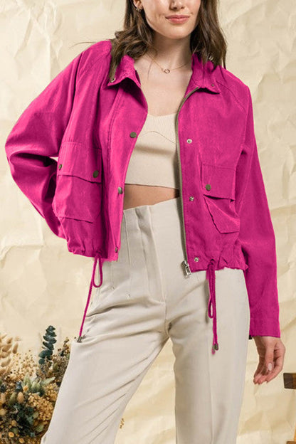 Checked women's jacket two-pocket design