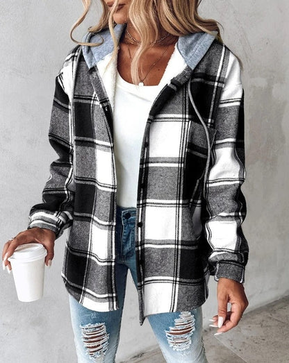Women's Plaid Warm Hooded Jacket