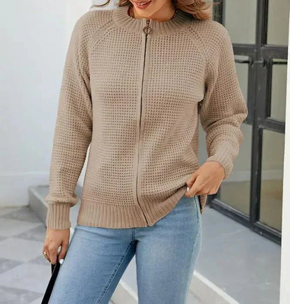 Women's Knitted Cardigan Autumn Solid Color Zipper
