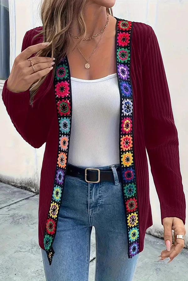 Elegant Cardigan Floral Long Sleeve
