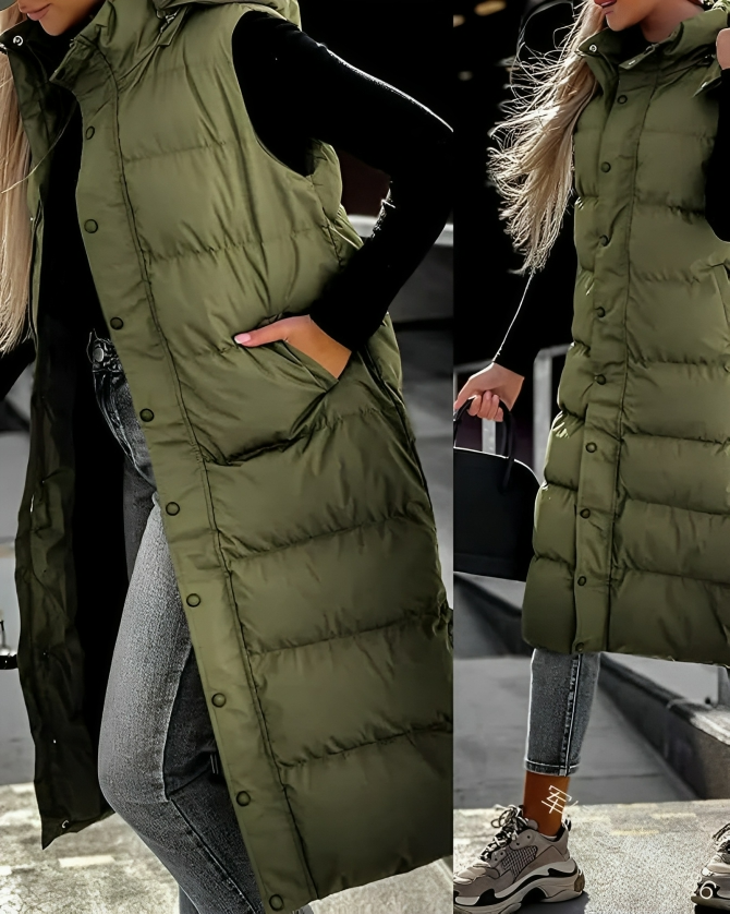 Women's Down Coat Long Sleeveless Outdoor