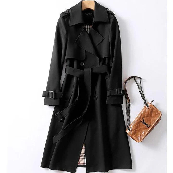 Haba Women's Solid Classic Trench Coat