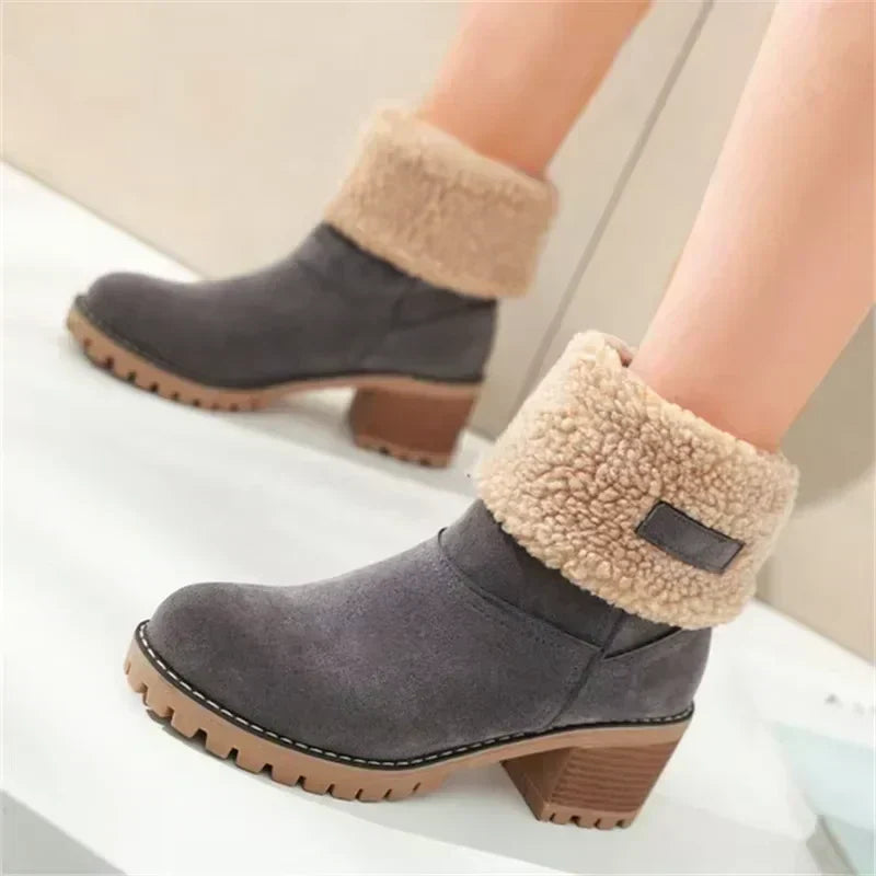 Elegante Schneestiefel Leder Warm & Komfortabel - IdealeKleiden