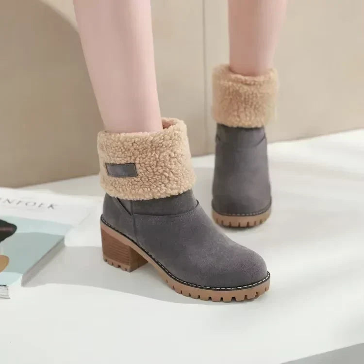 Elegant Snow Boots Leather Warm & Comfortable