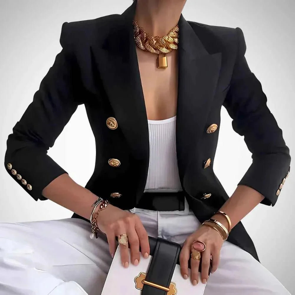 Damen Blazer Doppelreihe Luxus Goldknöpfe - IdealeKleiden