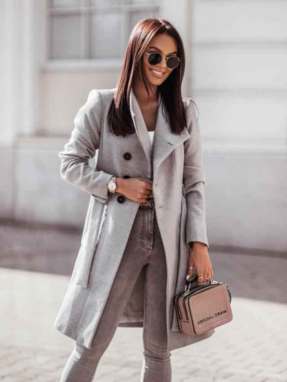 Women's Double-Breasted Elegant Trench Coat