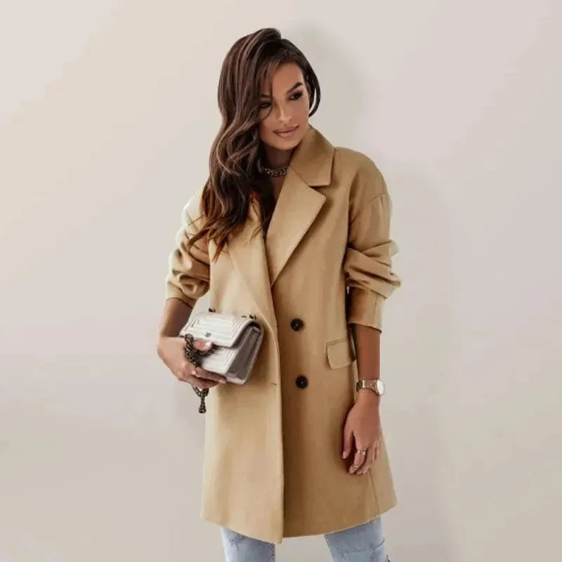 Stylish Women's Double-Breasted Trench Coat Elegant