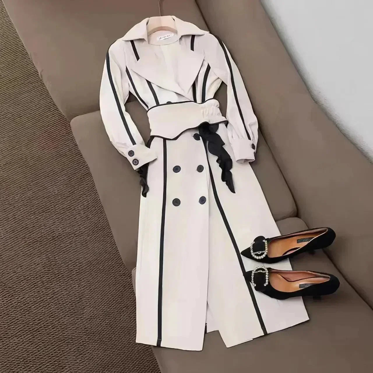 Stylish Women's Double-Breasted Elegant Trench Coat