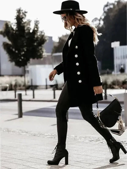 Women's Wool Coat Double-Breasted Closure Elegant Design