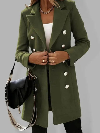 Women's Wool Coat Double-Breasted Closure Elegant Design