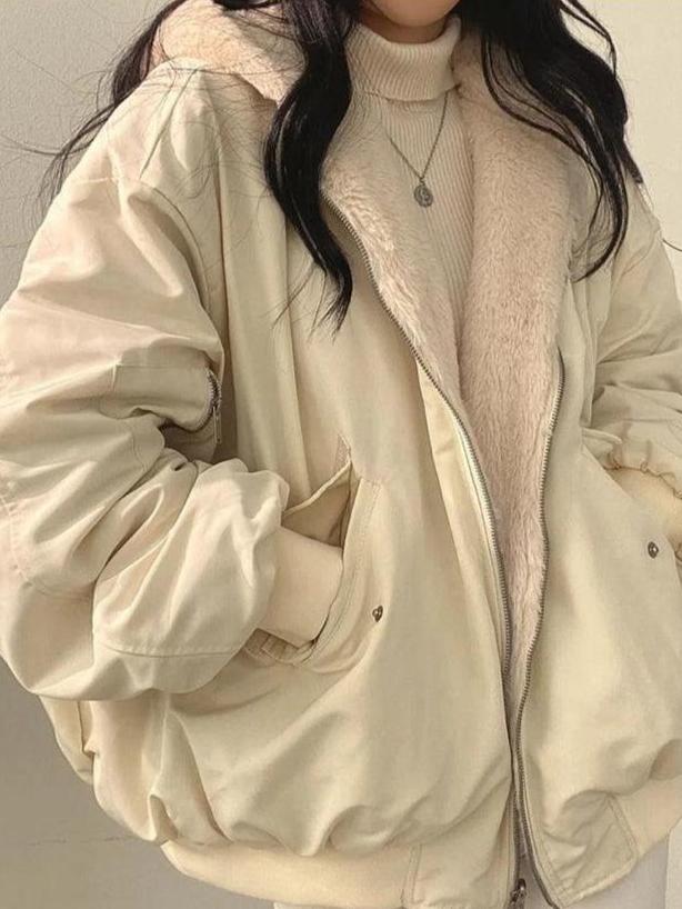 Plus Size Women's Jacket Soft Fleece Lining