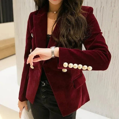 Soft Women's Velvet Blazer Casual Elegance