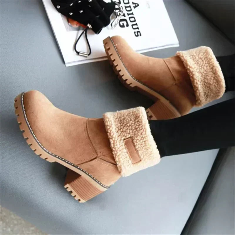 Elegant Snow Boots Leather Warm & Comfortable