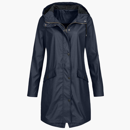 Women's Raincoat Long Hooded Waterproof Jacket