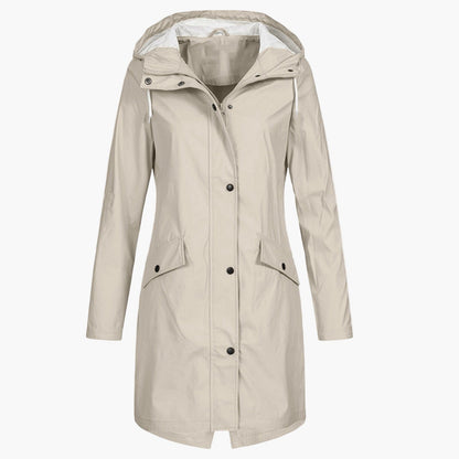 Women's Raincoat Long Hooded Waterproof Jacket