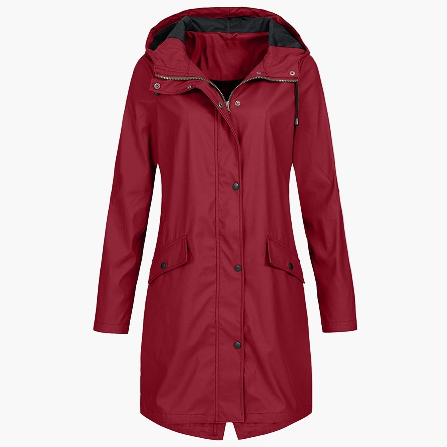 Women's Raincoat Long Hooded Waterproof Jacket