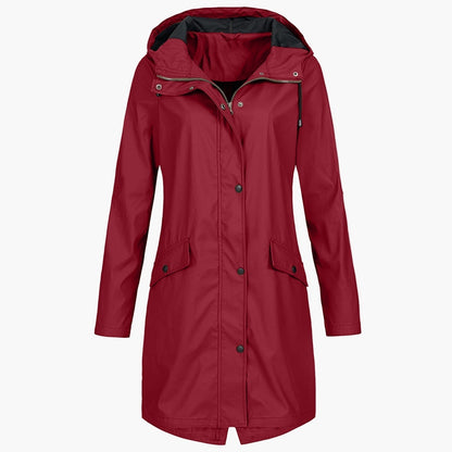 Women's Raincoat Long Hooded Waterproof Jacket
