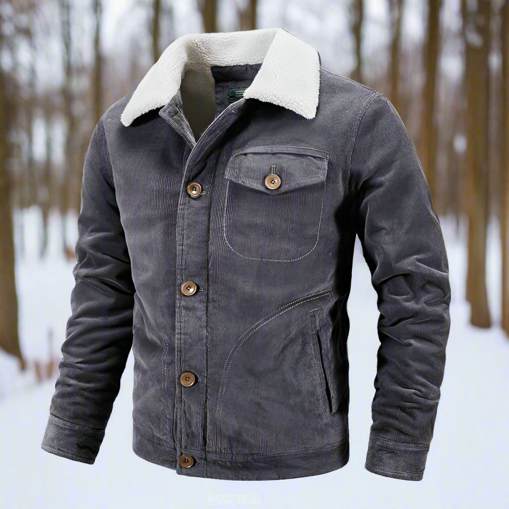 Men's Corduroy Jacket with Fleece Collar Winter Jacket