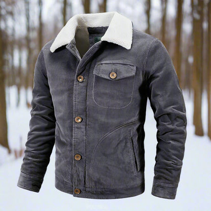 Men's Corduroy Jacket with Fleece Collar Winter Jacket