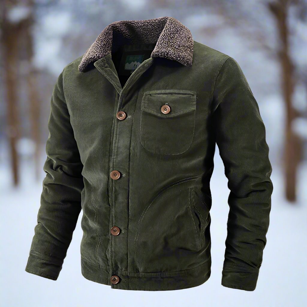 Men's Corduroy Jacket with Fleece Collar Winter Jacket