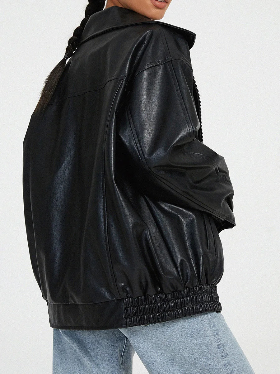 Oversized Biker Jacket Zip Up