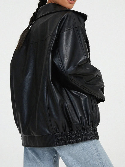Oversized Biker Jacket Zip Up