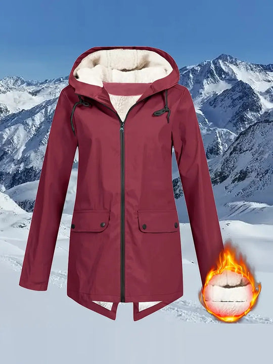 Waterproof rain jacket with drawstring