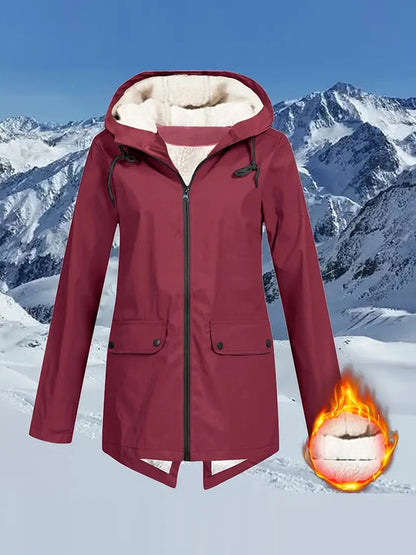 Waterproof rain jacket with drawstring