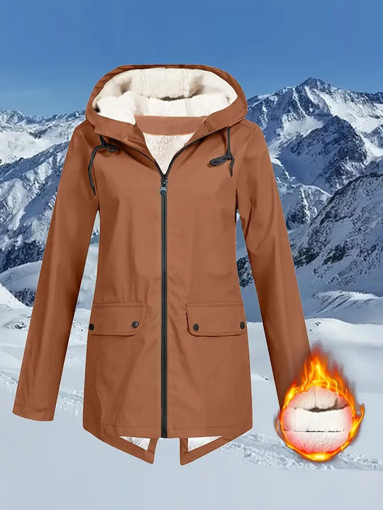 Waterproof rain jacket with drawstring