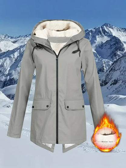 Waterproof rain jacket with drawstring