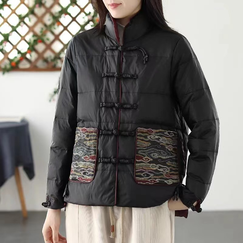 Gepolsterte Winterjacke Lockere Passform Stehkragen - IdealeKleiden