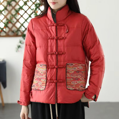 Padded Winter Jacket Loose Fit Stand-up Collar