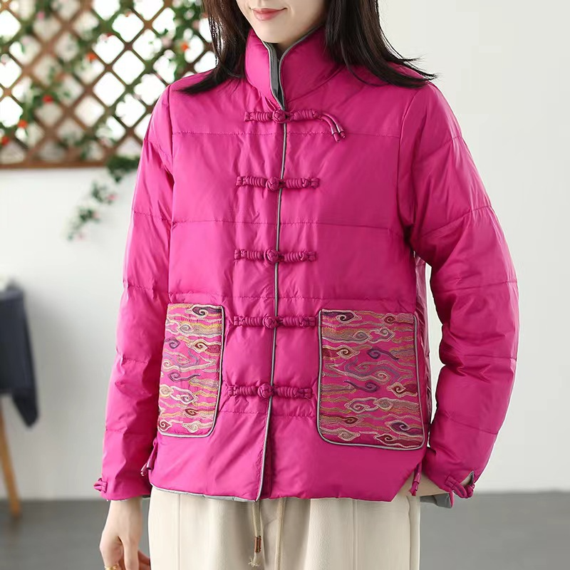 Padded Winter Jacket Loose Fit Stand-up Collar