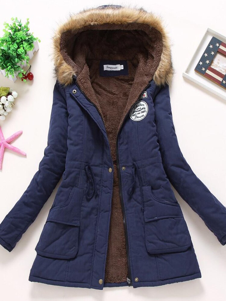 Winter Parka Jacket Warm Fur Hood
