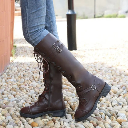 Stylish Biker Boots Knight Look Low Heel