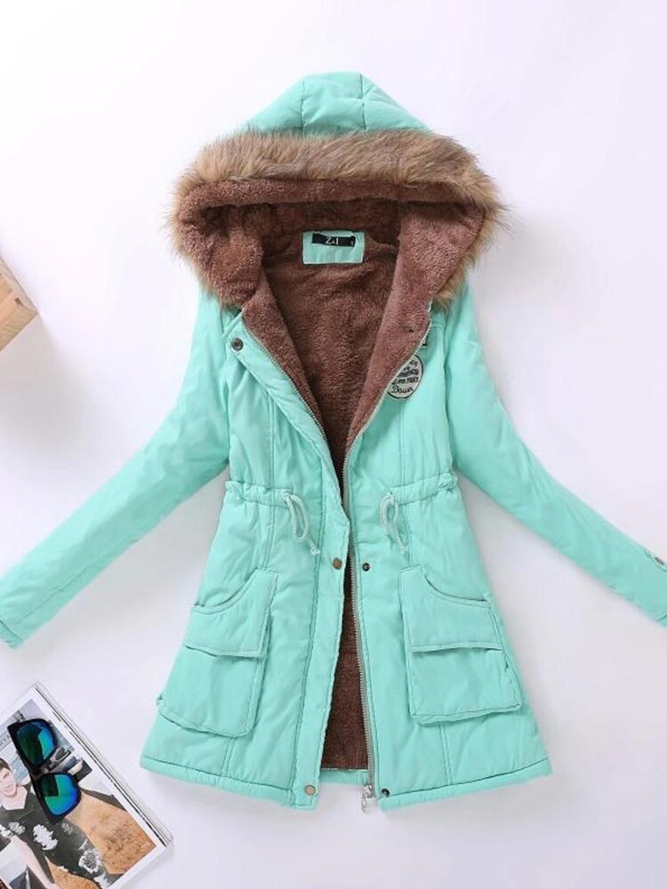 Winter Parka Jacket Warm Fur Hood