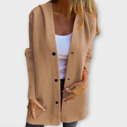 Women's Modern Hooded Jacket with Buttons