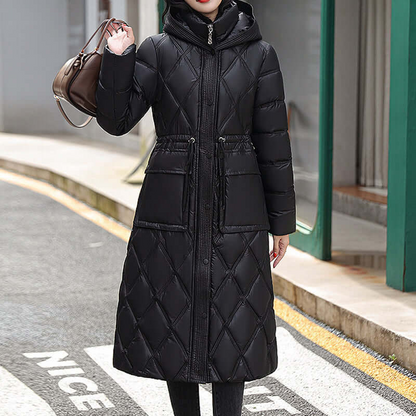 Padded Winter Jacket Knee-length Hood Waterproof