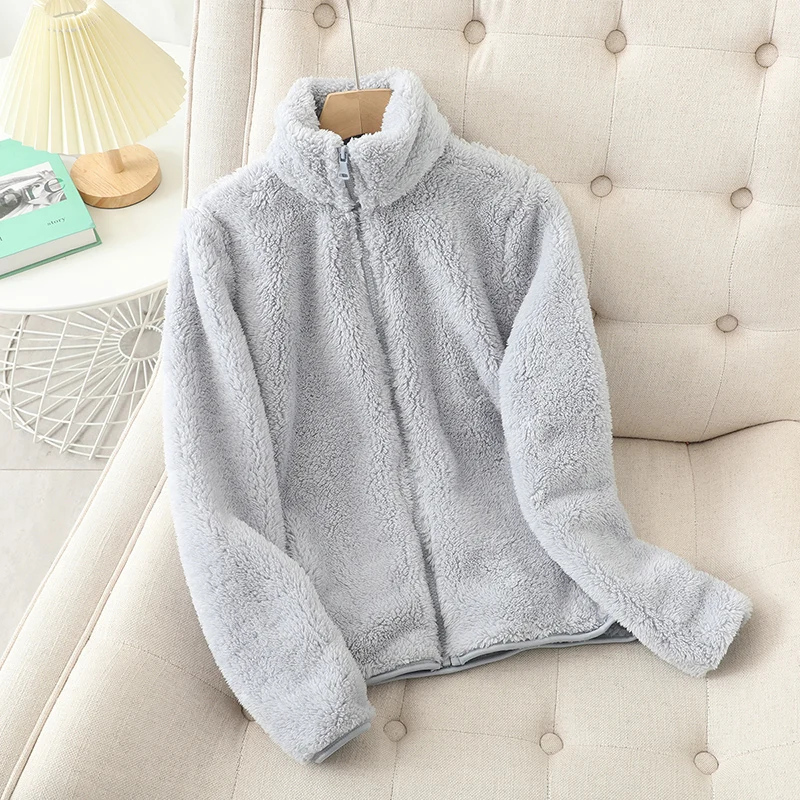 Soft Fleece Jacket Coral Loose Fit