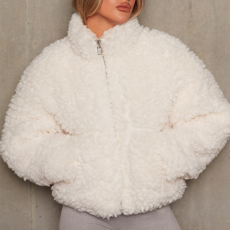 Soft Plush Coat for Women - Short