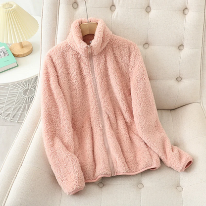 Women's Fleece Jacket Coral RedLoose Fit