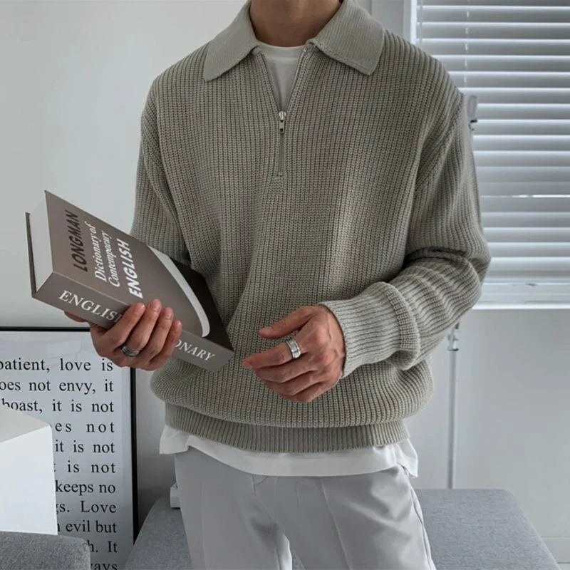 Men's Warm Half-Zip Long-Sleeve Pullover