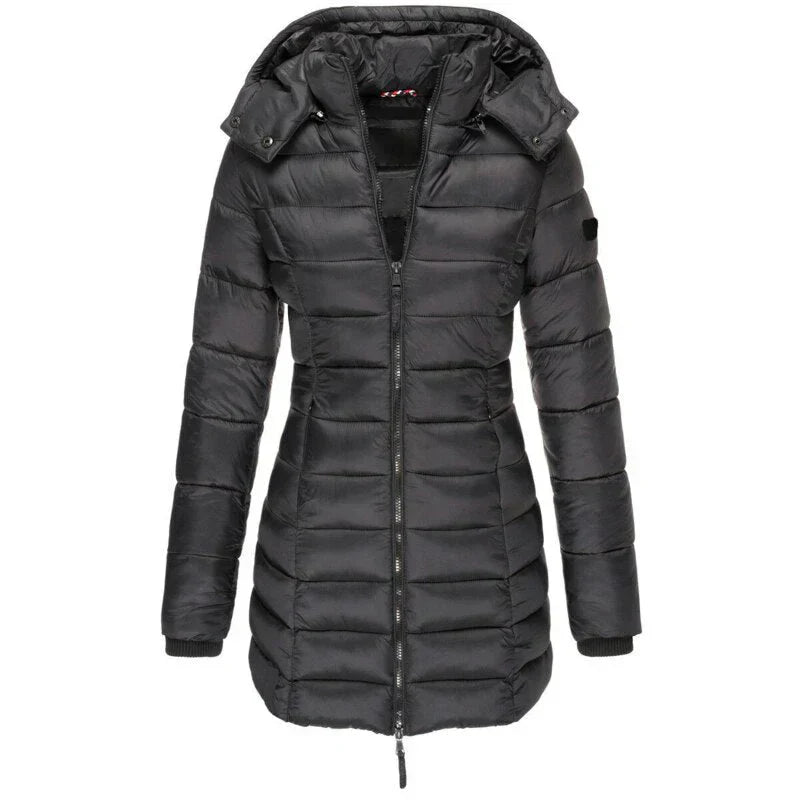 Women's Mid-length Slim Fit Hooded Jacket