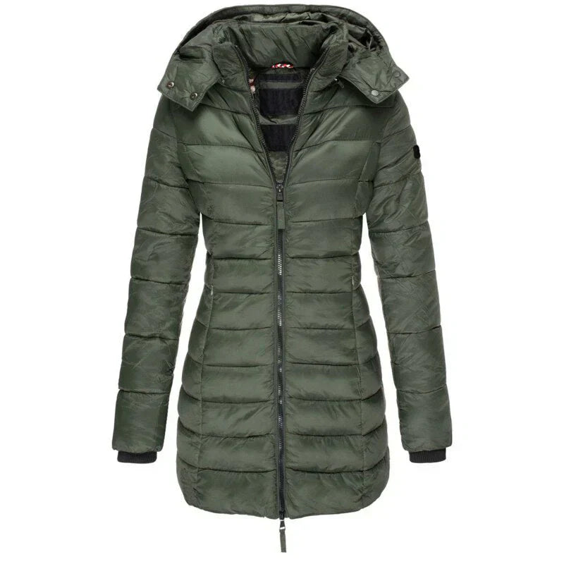 Women's Mid-length Slim Fit Hooded Jacket