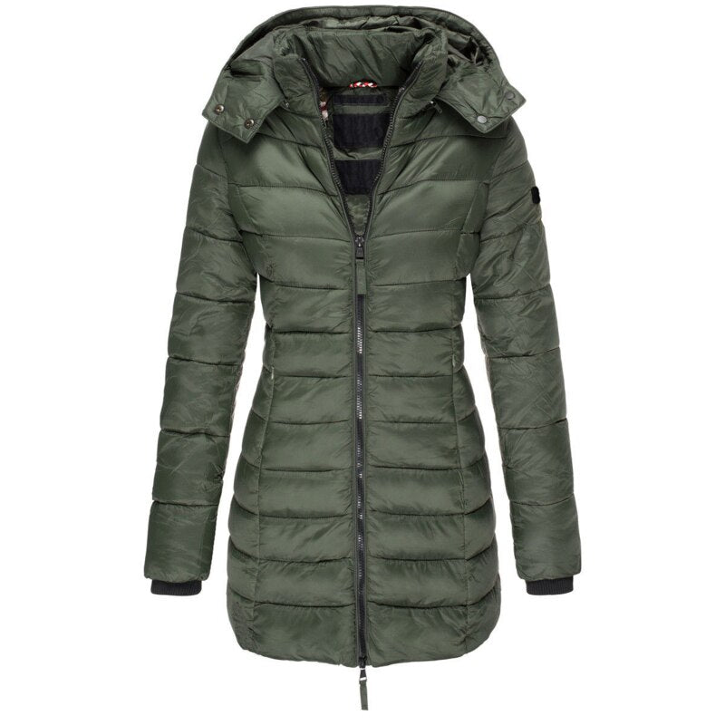 Warm Winter Dress Down Jacket Hood